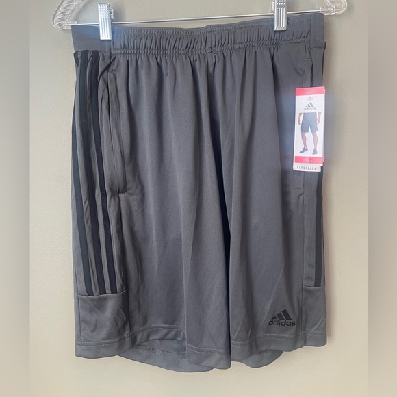 Adidas men’s 3S PES athletic shorts training casual bottoms zippers size M Gray - Picture 5 of 16